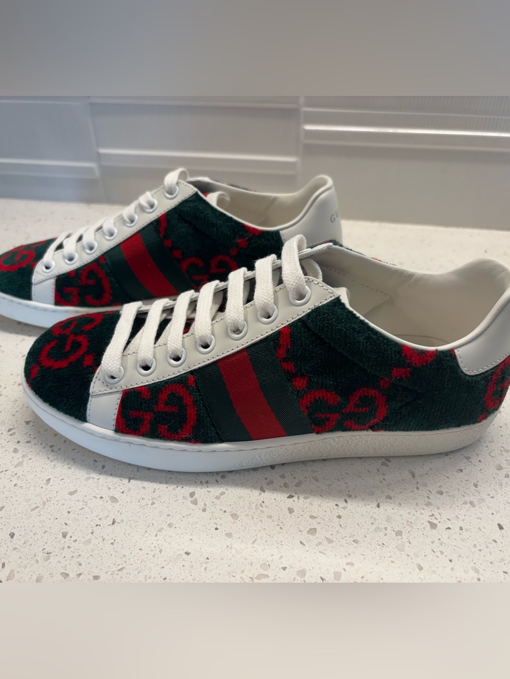 Green & Red Velvet GG Ace Sneakers - Picture 11 of 11